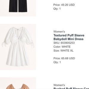 Abercrombie Textured Puff Sleeve Babydoll Mini Dress size XL